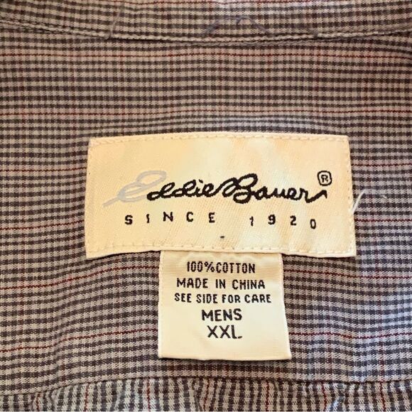 EDDIE BAUER 100% COTTON MENS XXL GRAY BUTTON UP DOUBLE CHEST POCKETS SHIRT. - Picture 7 of 12